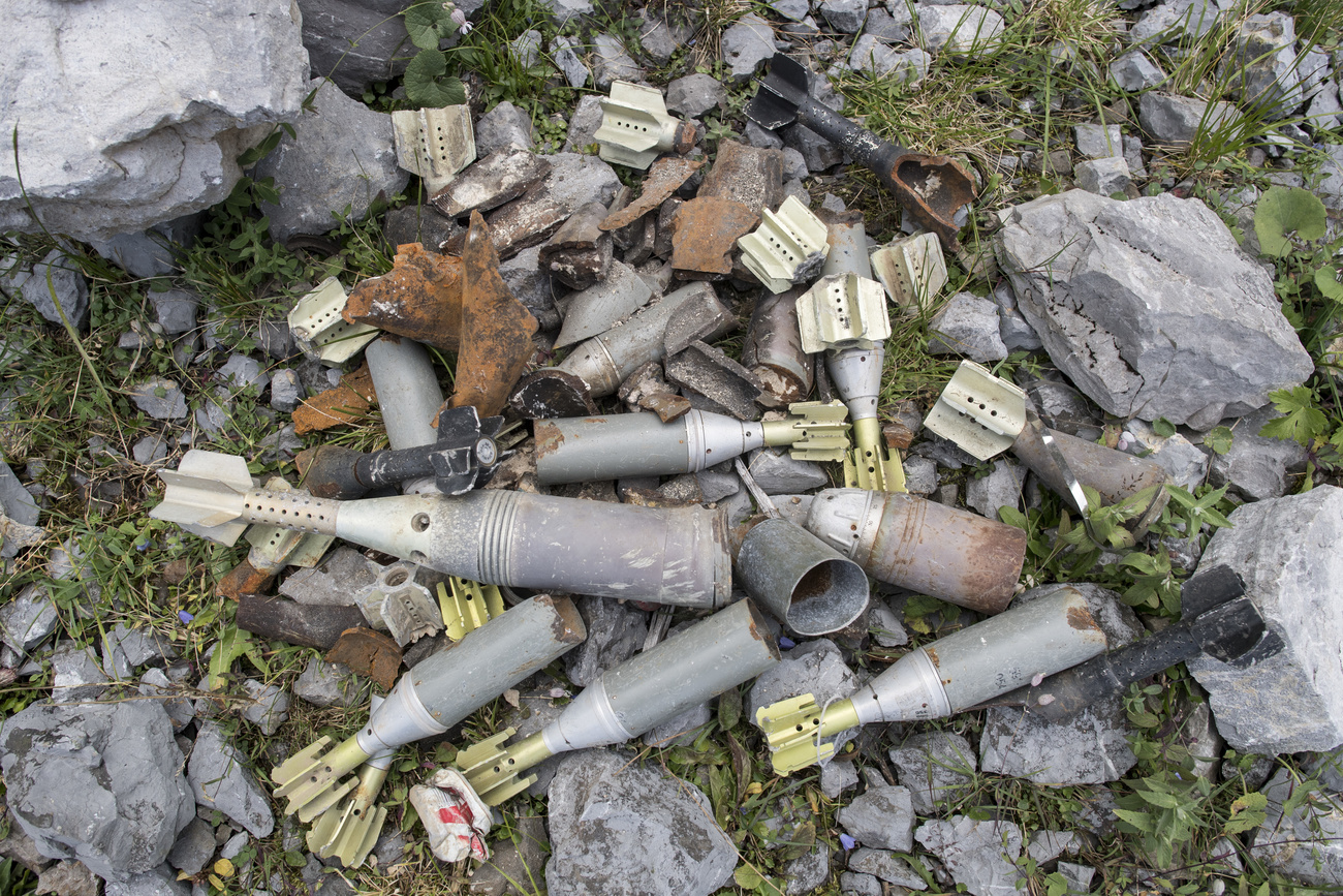 Débris de munition de l'armée suisse.