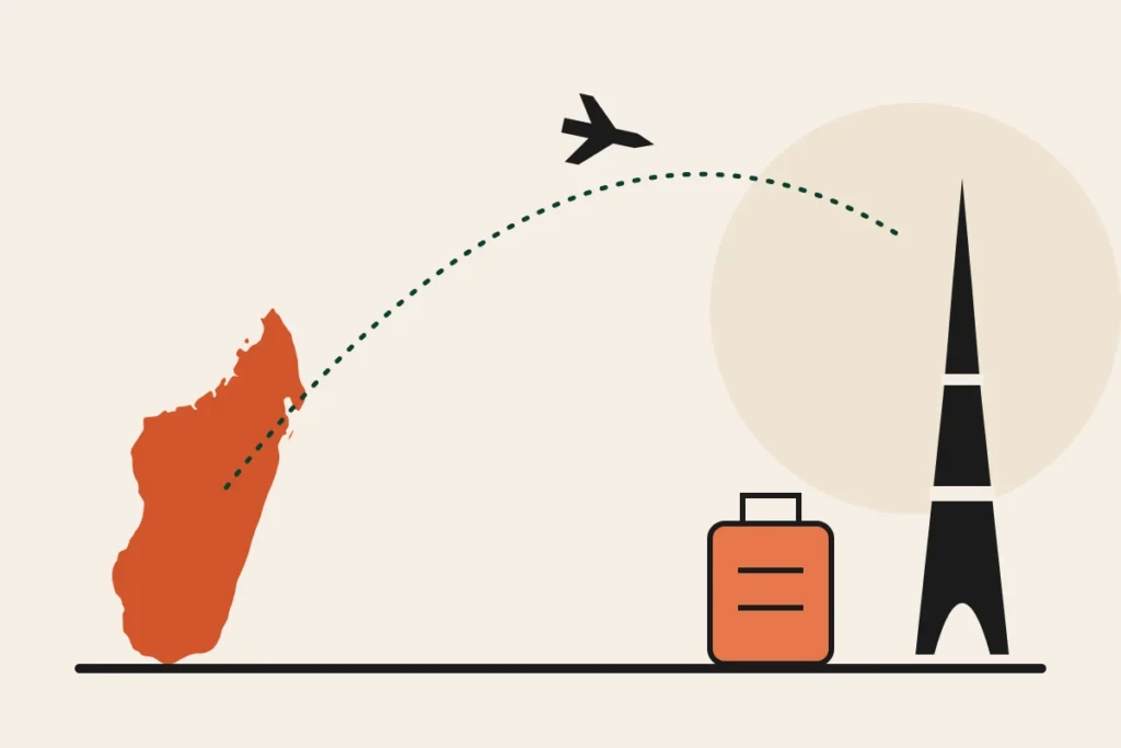 Illustration d'un voyage de Madagascar vers Paris